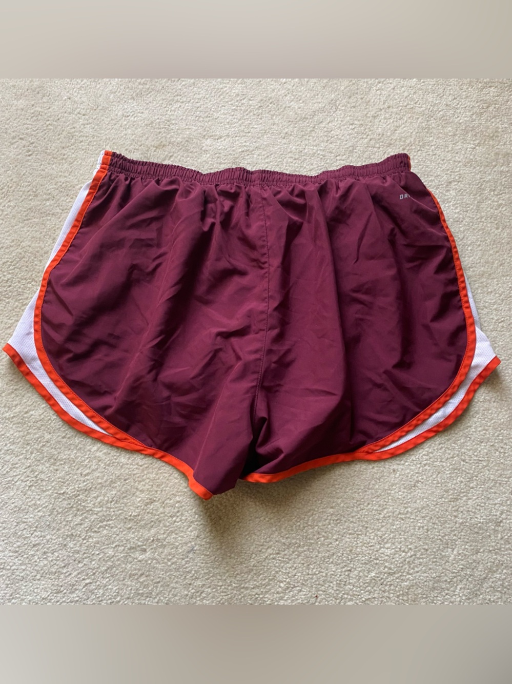 Nike Dri-FIT Virginia Tech Hokies Youth 18-20 XXL Running Shorts Maroon Orange